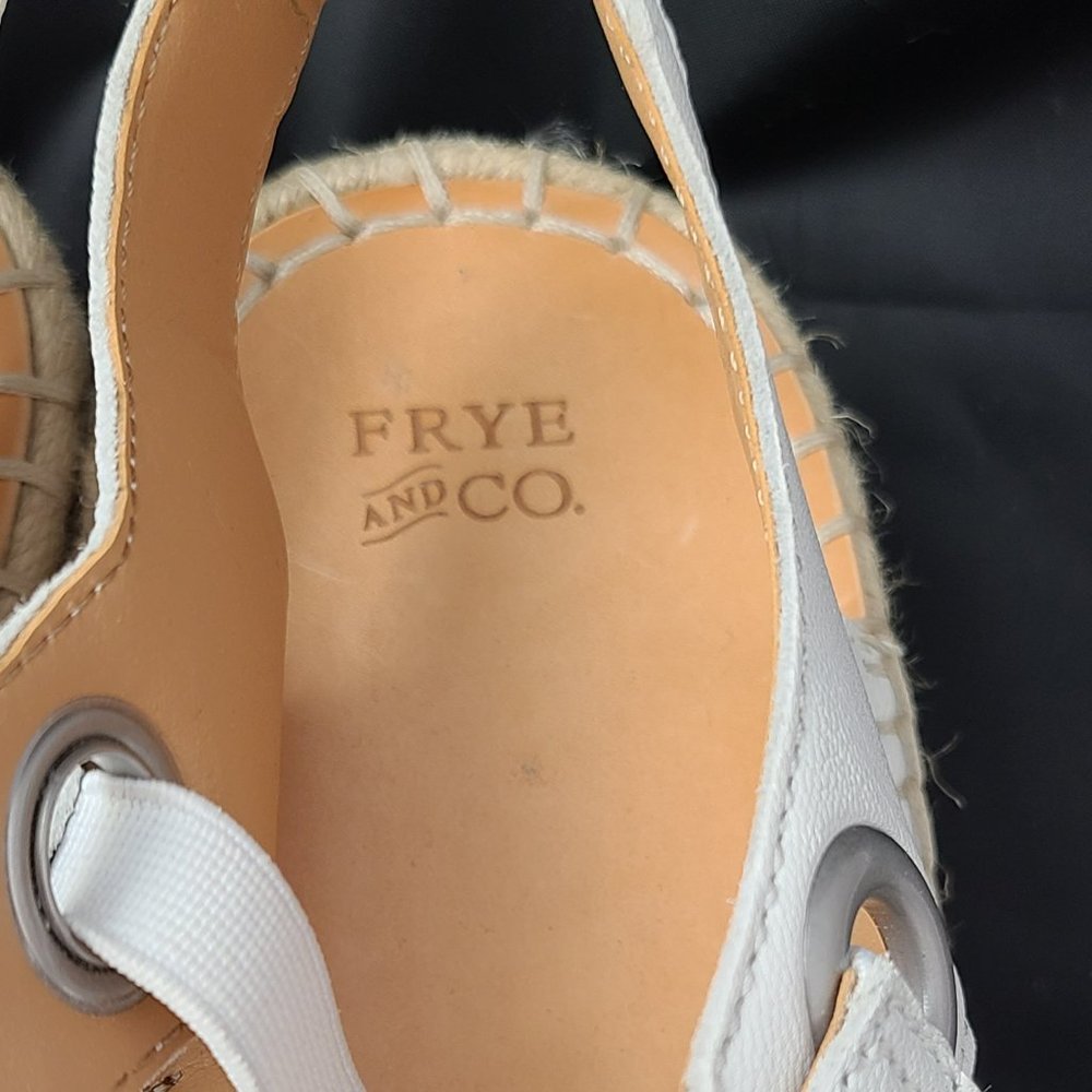 Frye and Co Lula Bow Espadrille Wedge Sandals White Size 10 - Picture 4 of 7